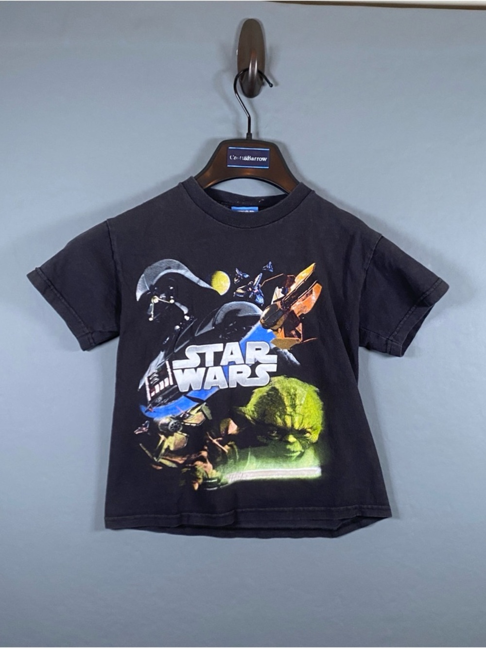 Vintage Star Wars T-Shirt Yoda Darth Vader Vader Graphic Tee Black No Size Tag